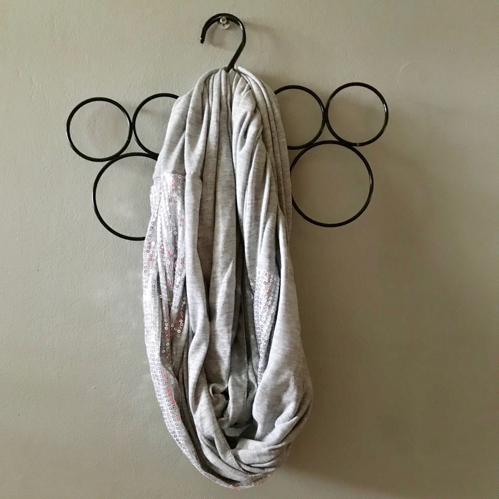 Gray sequin infinity scarf